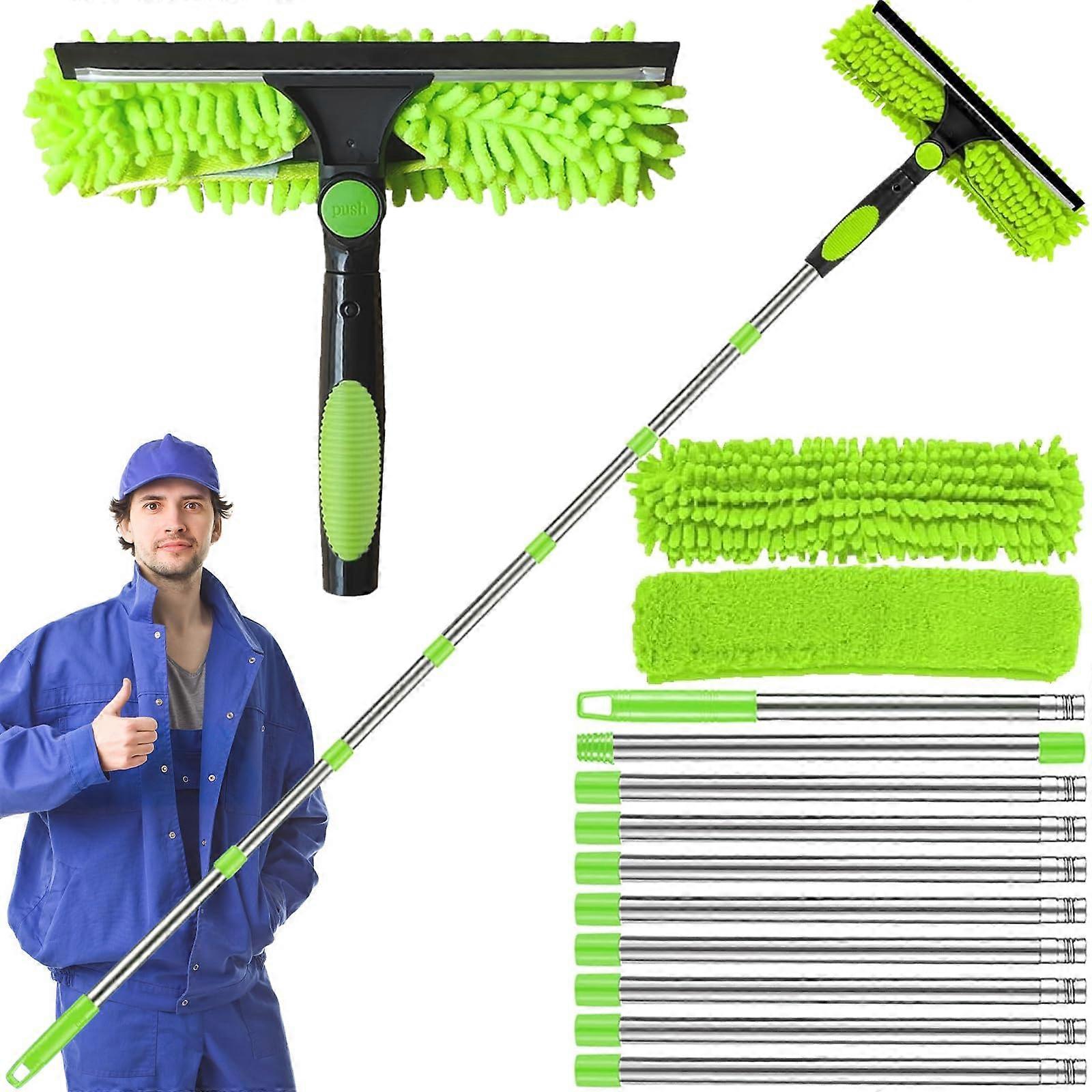 4.5M Telescopic Window Cleaning Kit with 180° Rotating Squeegee and Microfiber Cloth for  Windows
