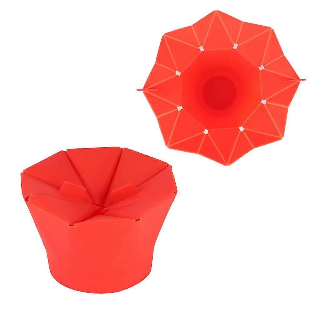 Microwave Popcorn Maker with Foldable Lid, HeatResistant Silicone Collapsible Bowl, Red