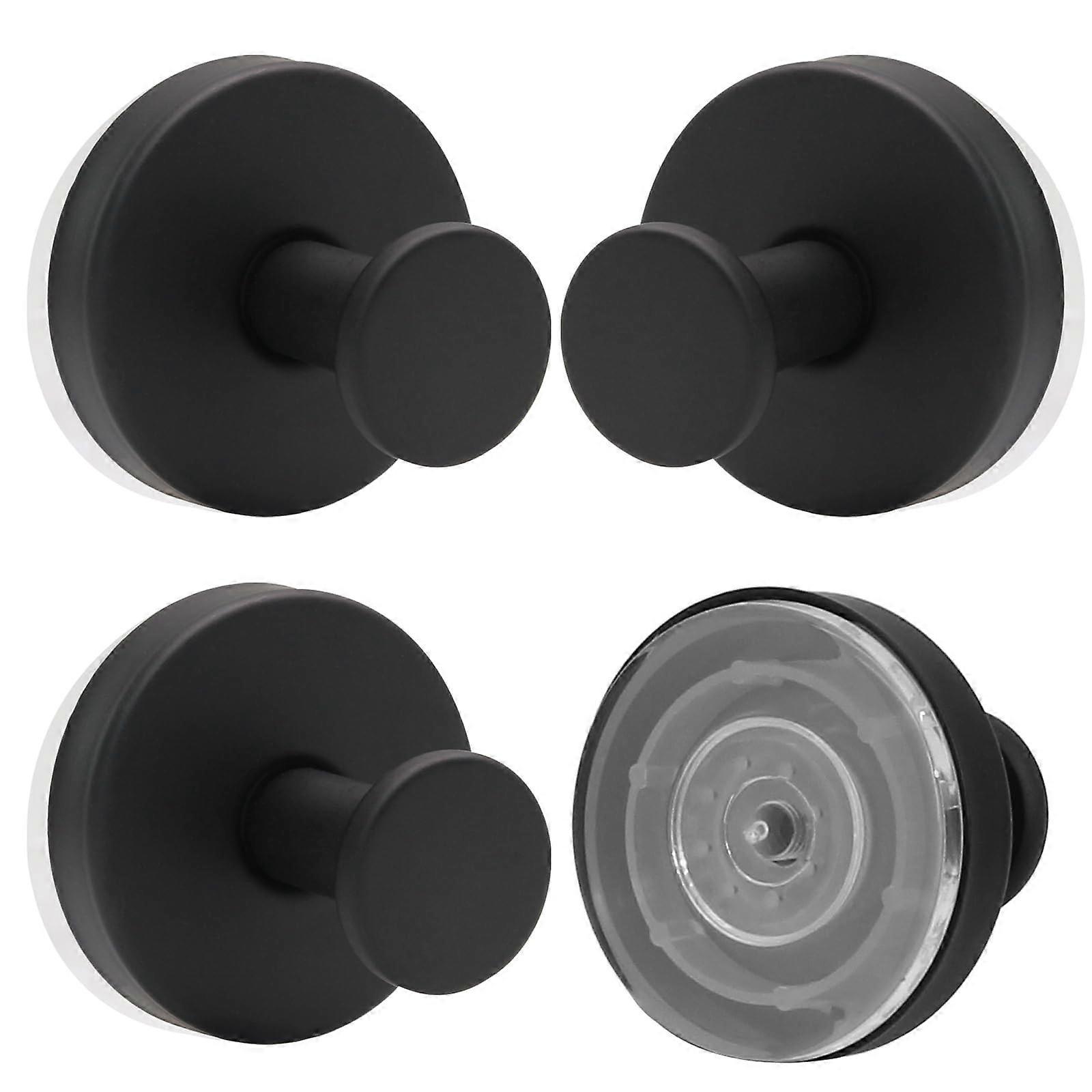 4 Pcs Black Suction Cup Hooks RustProof Waterproof Towel Hooks for Bathroom Shower Tile Glass