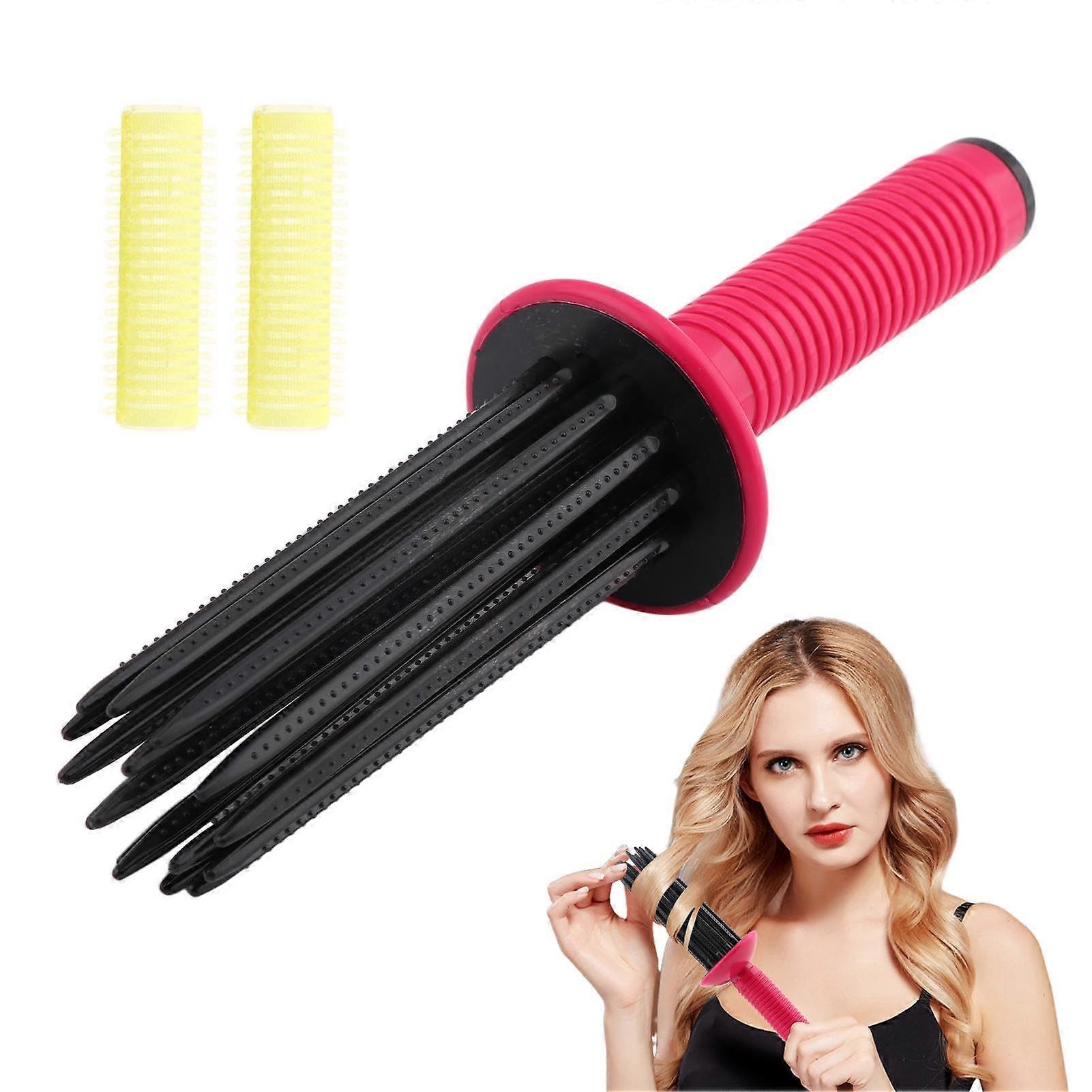 Curling Hair Comb with Rollers for Root Volume Boost and Bang Styling, Smooth Glide, as Shown