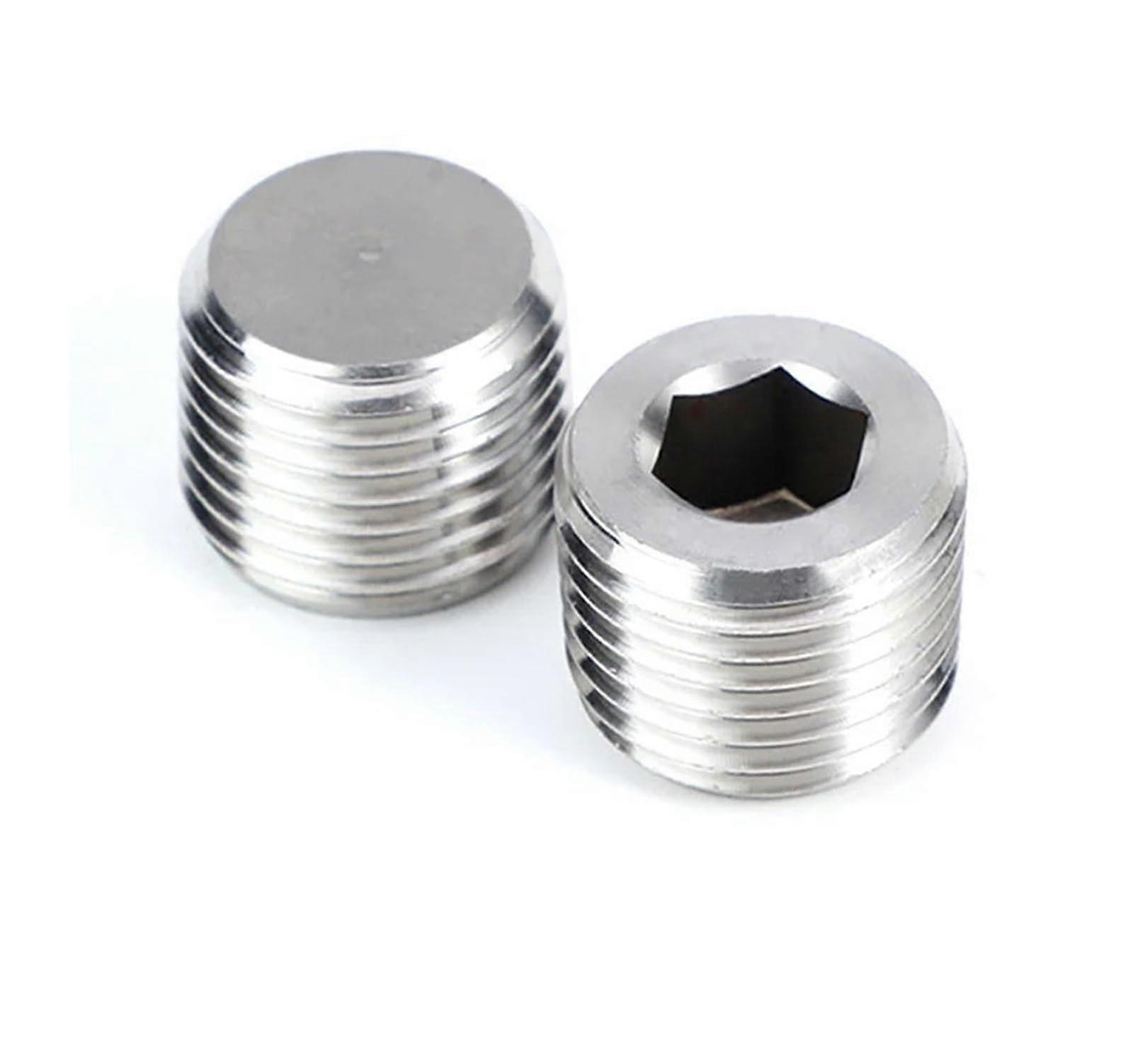 304 Stainless Steel Pipe Fitting Hex Socket Plug 1.2 Inch BSPT Male Thread Secure Connection