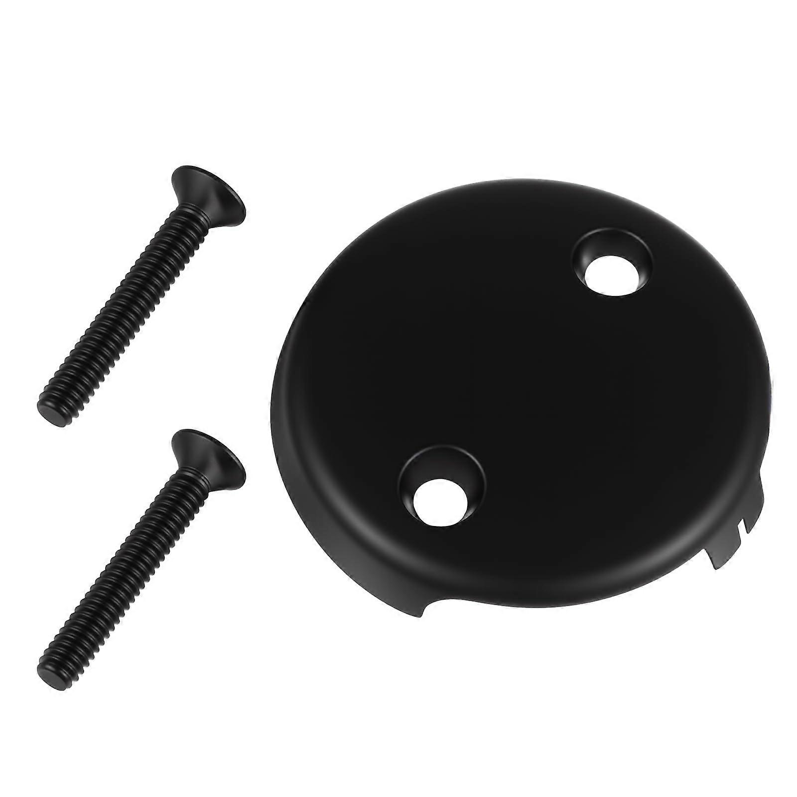 Universal DoubleHole Black Bathtub Overflow Drain Cover Plate with Screws, RustResistant