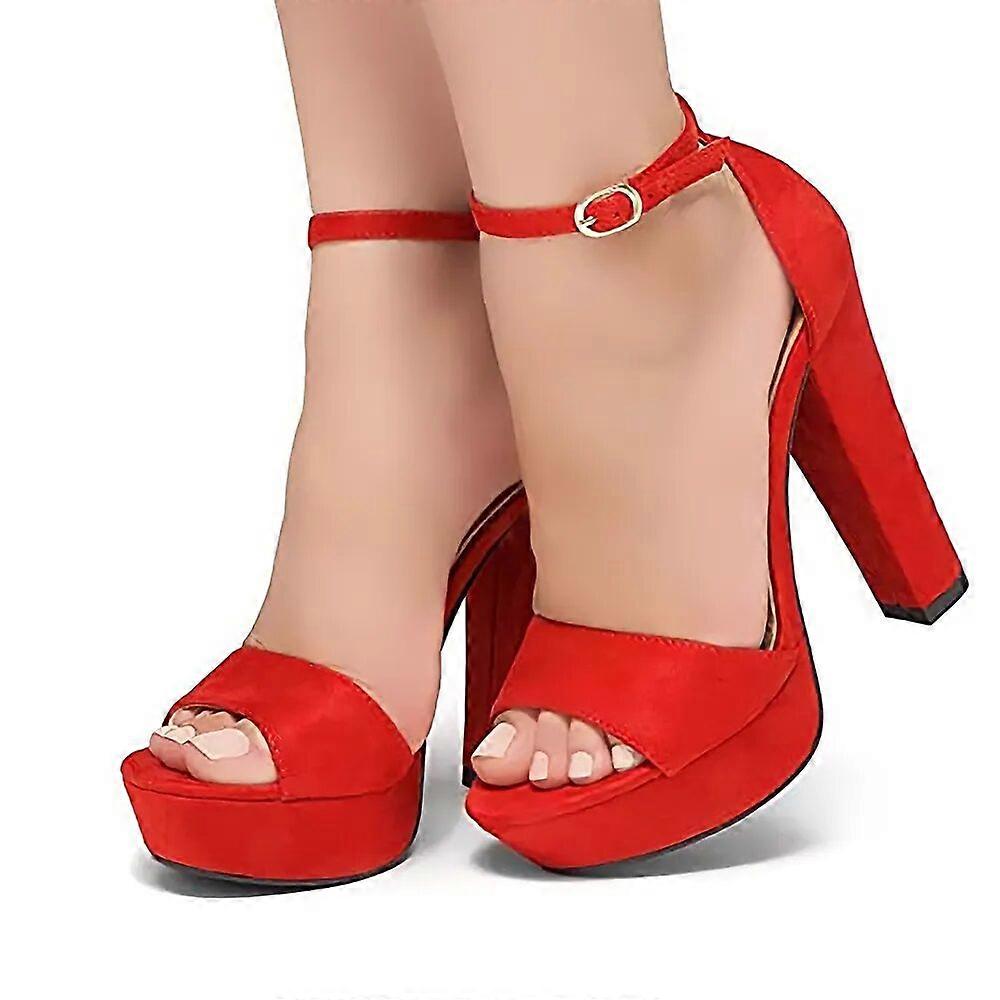 Red Platform High Heel Sandals for Women RA-157