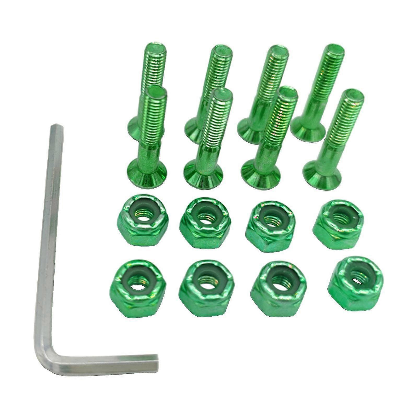 8pcs Green Longboard Hardware Set Replacement Skateboard Screws