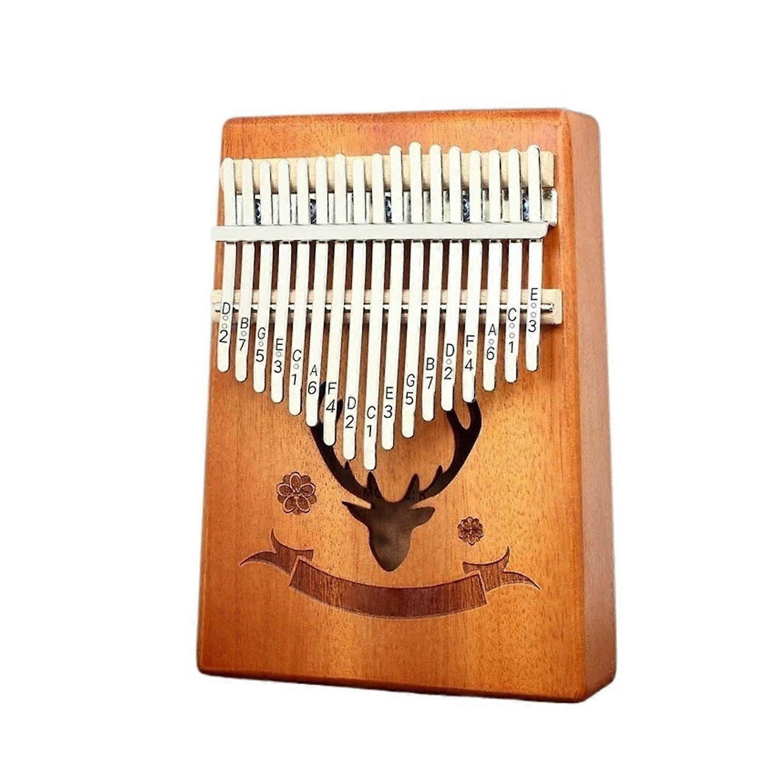 Kalimba 17 Key Thumb Piano for Beginners with Engraved Notes Bright Tones Solid Wood Build