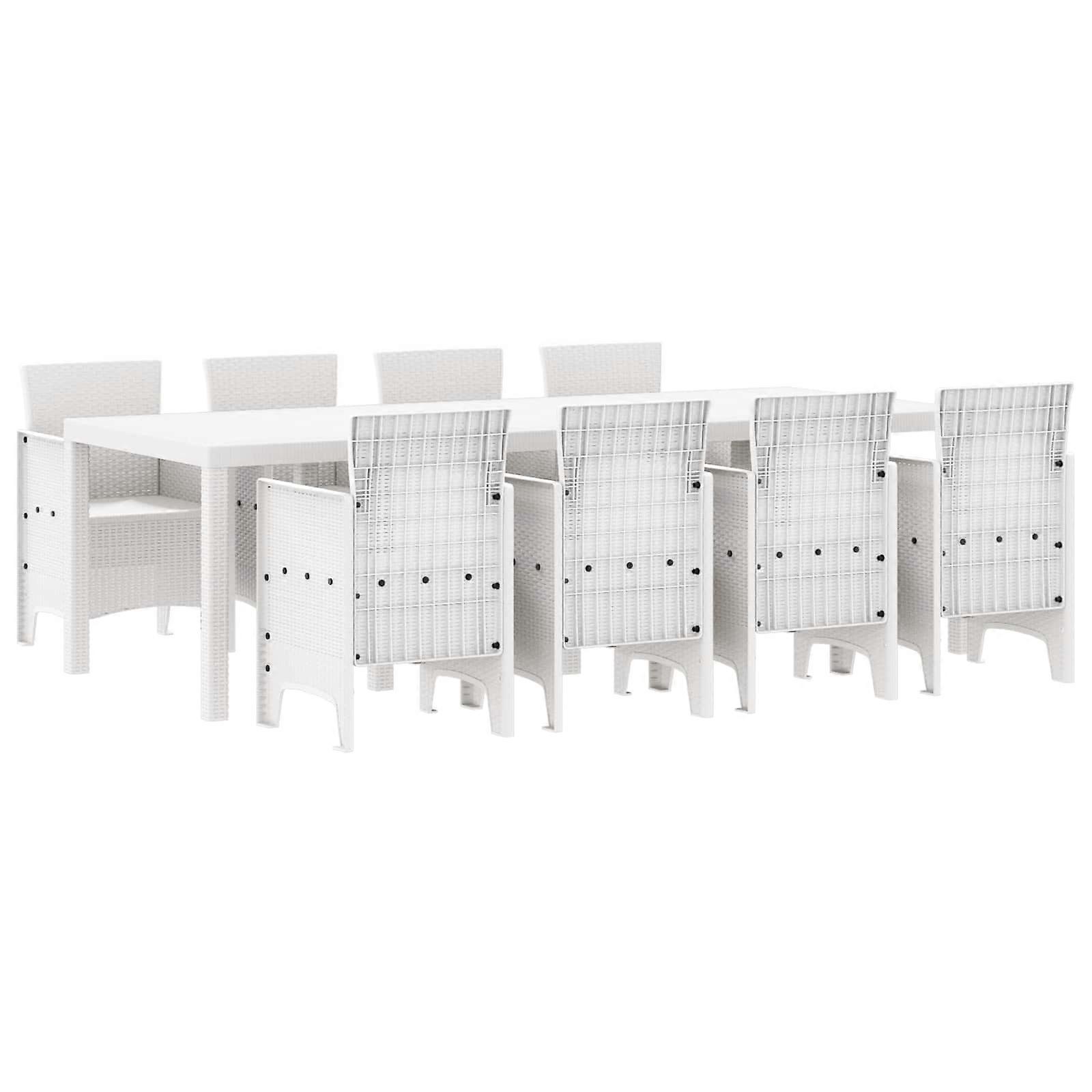 vidaXL Tuin Eetset 9 pcs Lichtgrijs Polypropyleen