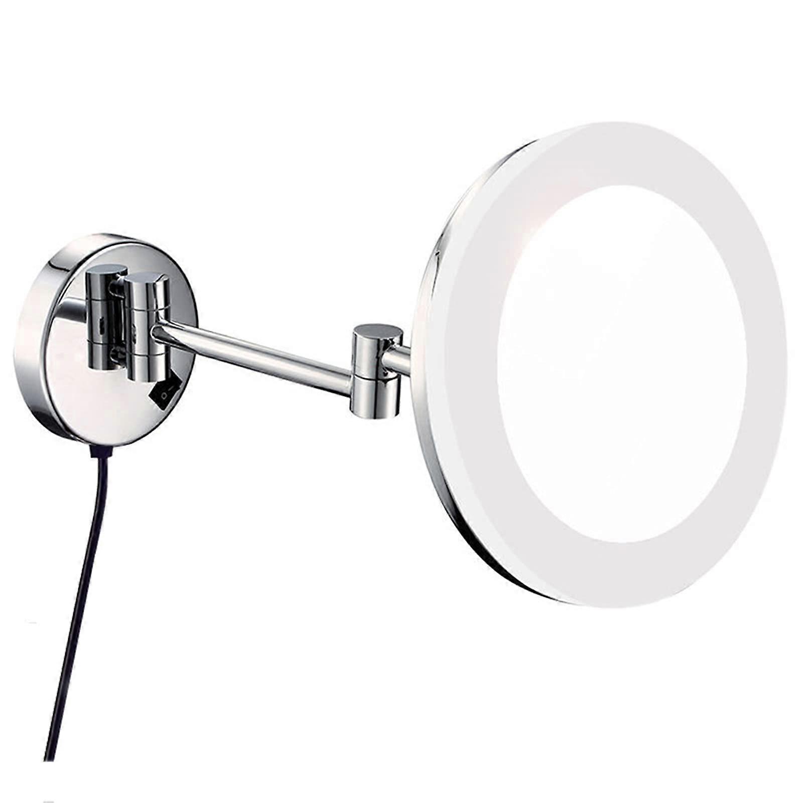 LED Wall Mounted Magnifying Makeup Mirror 10X 8 Inch Chrome with LED Light and Extendable Arm