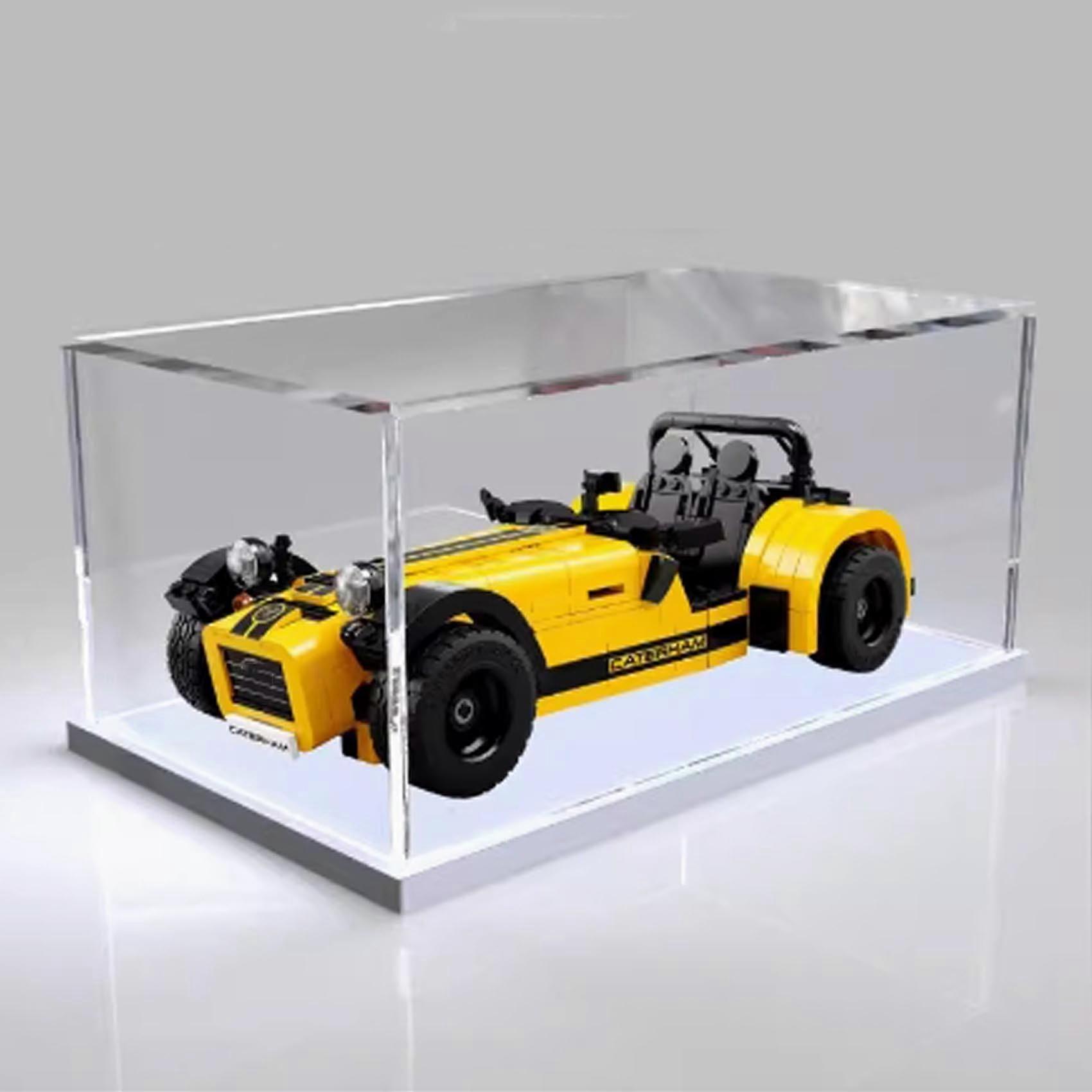 Display Case for  21307 Car Model, Dustproof Clear Acrylic Box with White Base
