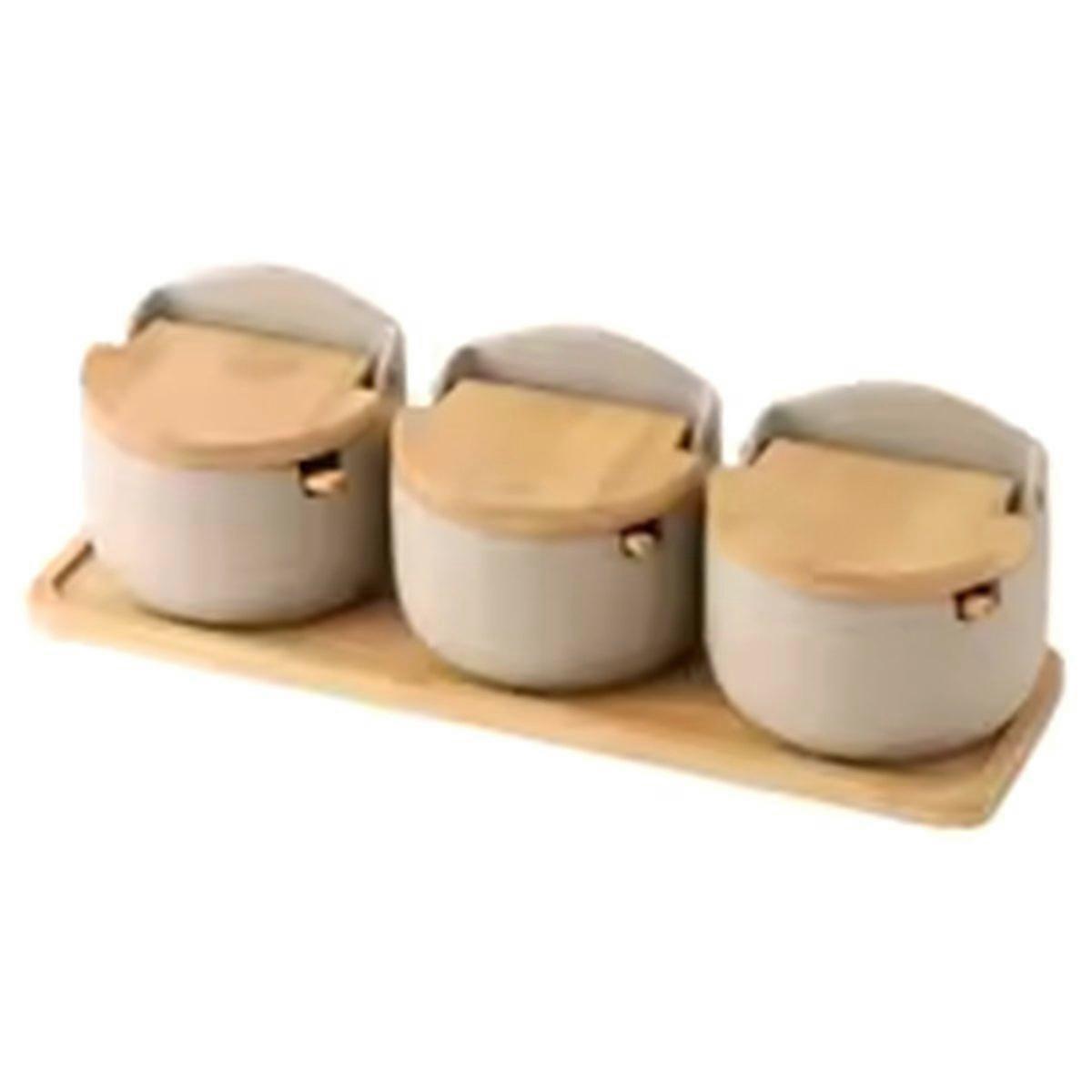 ceramic seasoning jar
bamboo lid spice jar