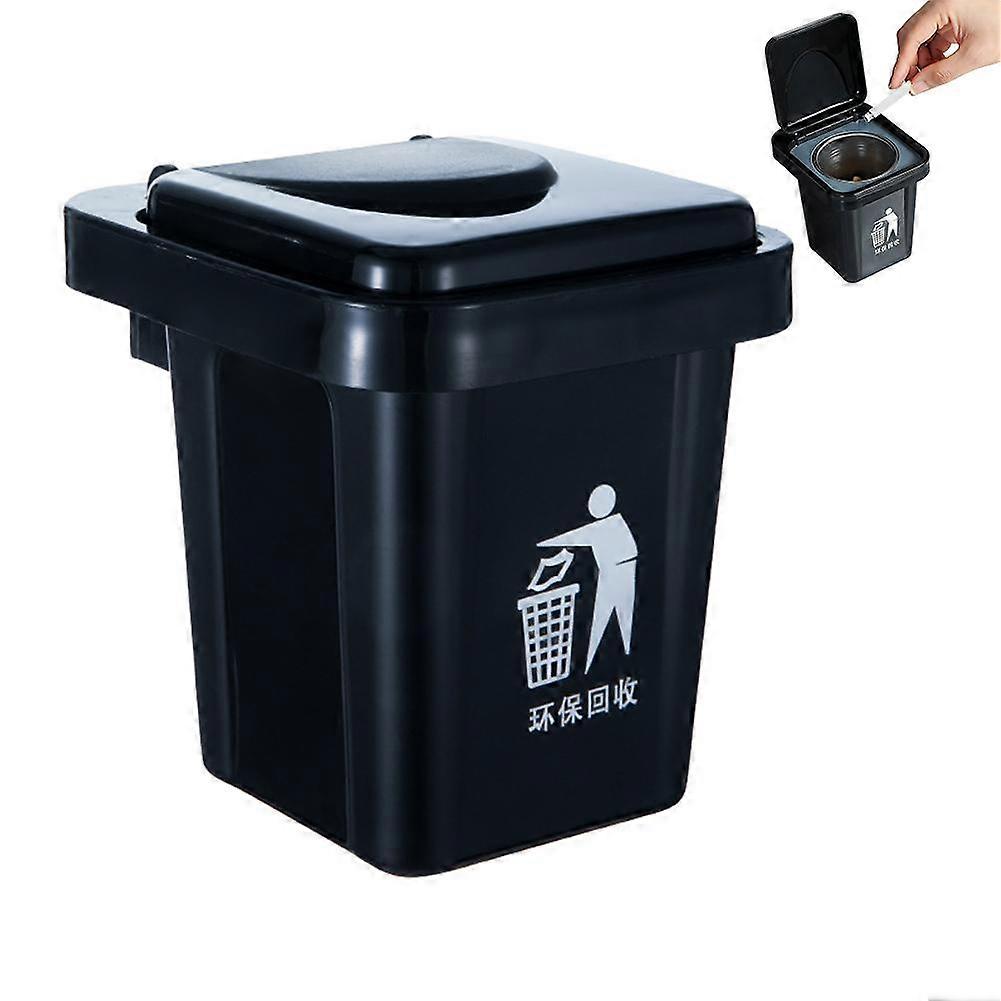 Mini Steel Cigarette Ashtray with Lid, Trash Can Design,Space Saving Ashtray Wall Mount Home Decors Bucket For Home Office, Bathroom Living Room Use