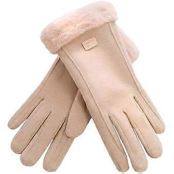 Elegante aprikosenfarbene Fleecehandschuhe – Hochwertige, dicke Thermohandschuhe für Damen
