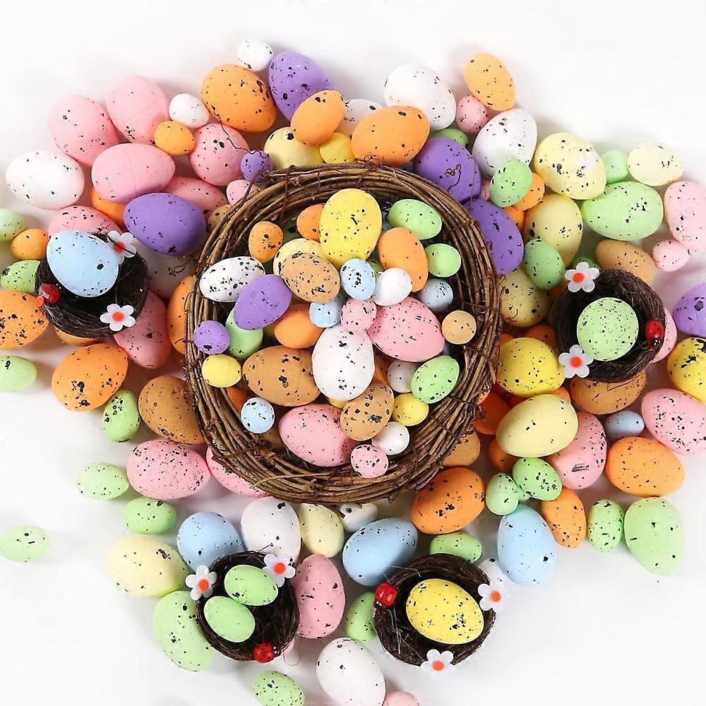 100 PCS Easter Eggs Shells Colorful Easter Eggs Simulation Egg Foam Egg Shell Handmade DIY Easter Egg（1.2X0.79IN）