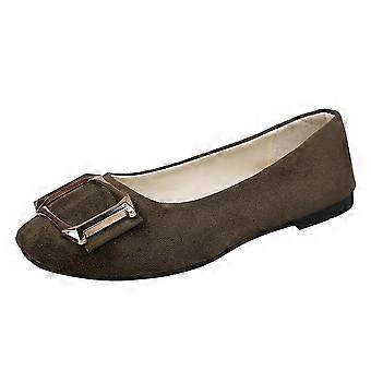 Grüne Damen-Freizeitschuhe, Slipper, flache Schuhe mit eckiger Zehenpartie, dekorative Schnalle, leichtes, atmungsaktives Mesh-Gewebe, Größe 39 (EU), Größe 39 (EU)
