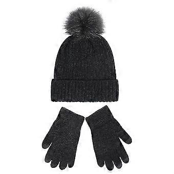 3-teiliges Damen-Winterski-Set, Strickmütze, Handschuhe,