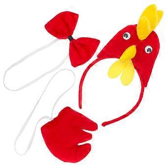 1 Set Chicken Animal Costume Set Headband Bow Tie And Tail Rooster Party Costume Set Animal Headband Playful Tail And Fun Chicken Props For Cosplay