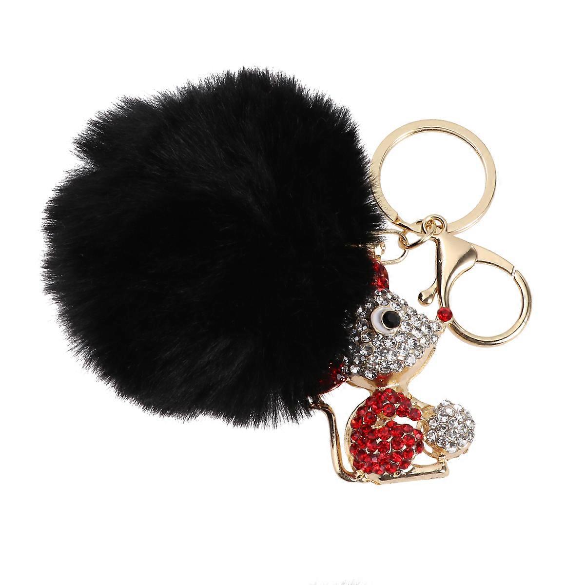 Plush Keychains Rhinestone Small Mouse Key Decoration with Key Ring