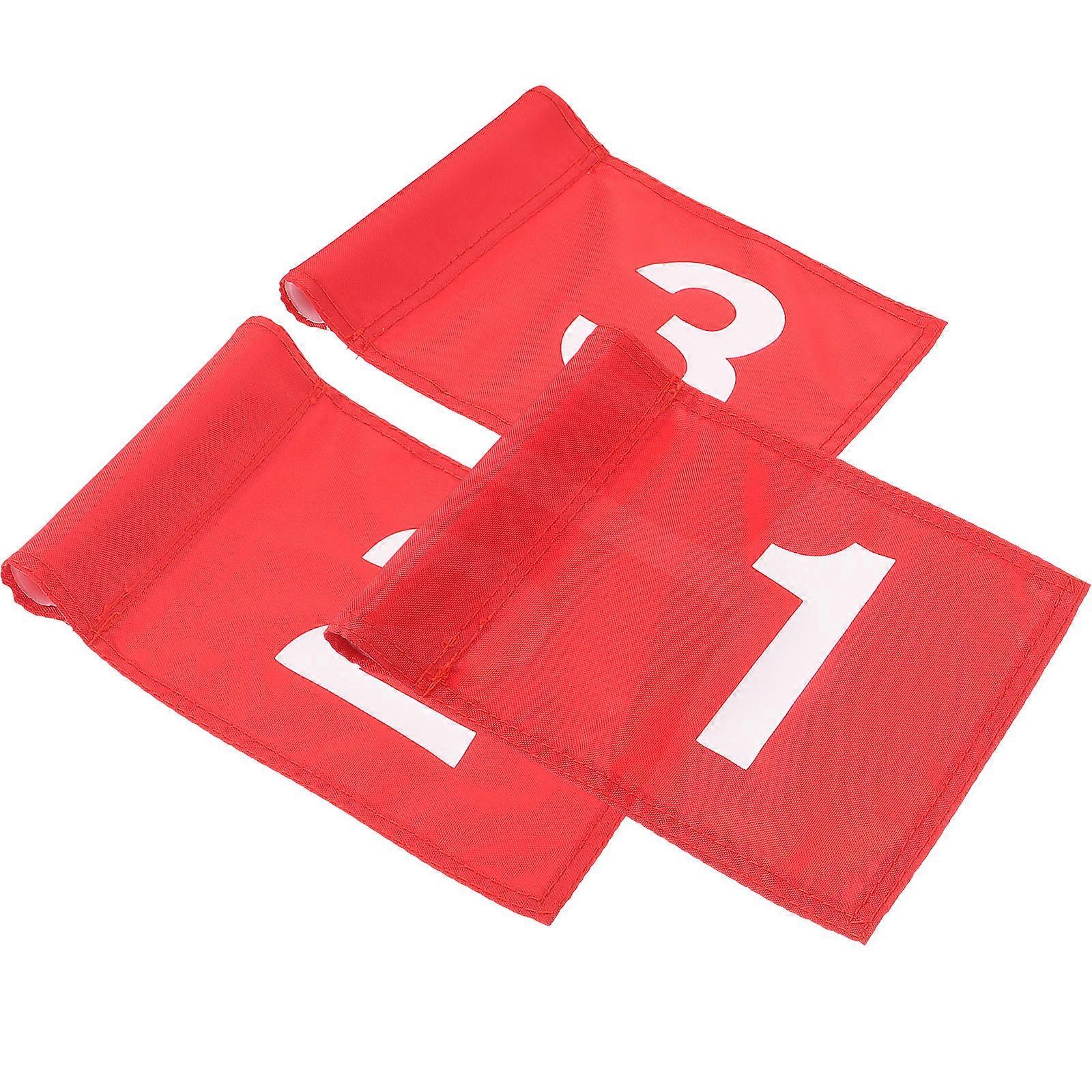 Red Golfing Flags for Training 3Pcs Nylon Golf Flags Numbered