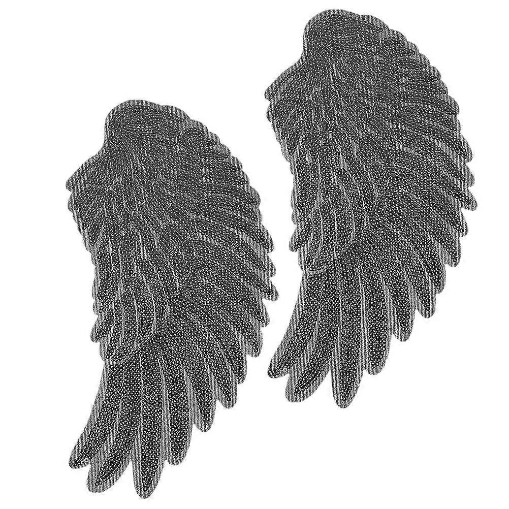2Pcs Angel Wing Applique Sequin Wing Patch Decorations Glitter Sequin Pants Appliques