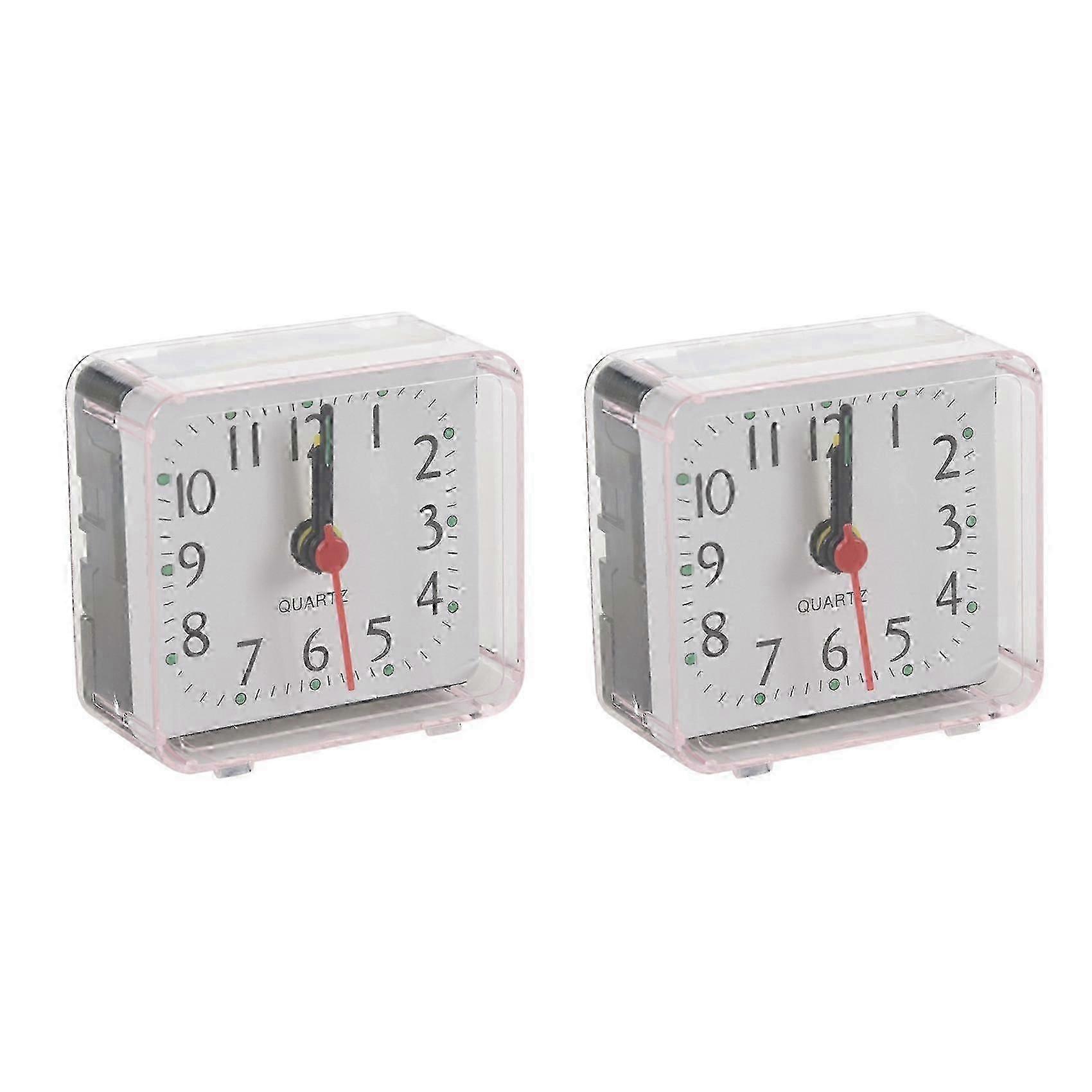 2Pcs Portable Cute Mini Cartoon Multi-Function Table ClocksWhite