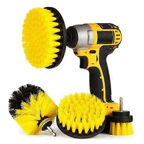 Scrubbing brushes for drill and screwdriver 3-pack yellow