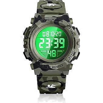 LED multifunctioneel waterdicht horloge voor kinderen - Kindercadeaus Camouflagegroen