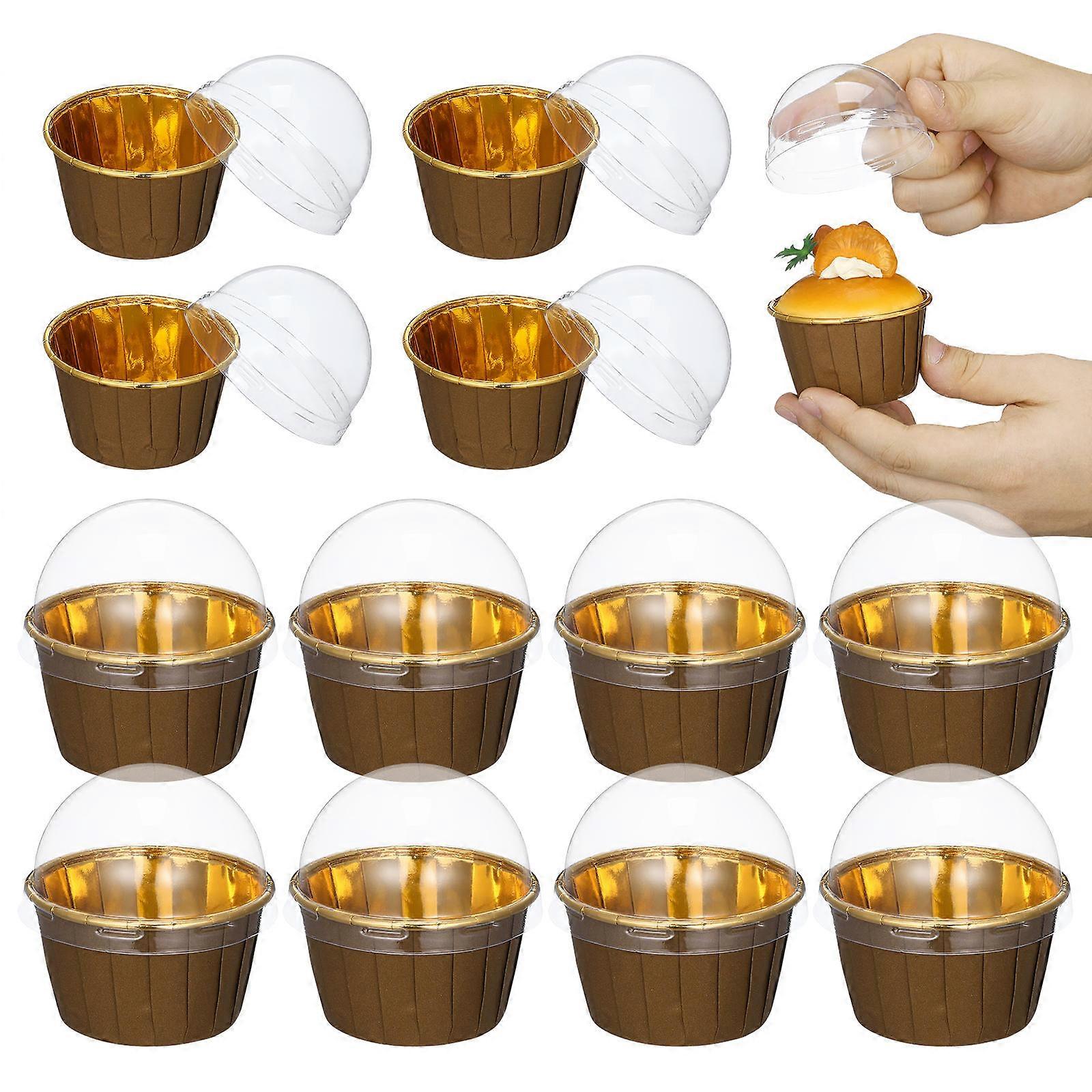 100Pcs Exquisite Roll Cake Cups High Temperature Resistant Muffin Cups (Coffee)