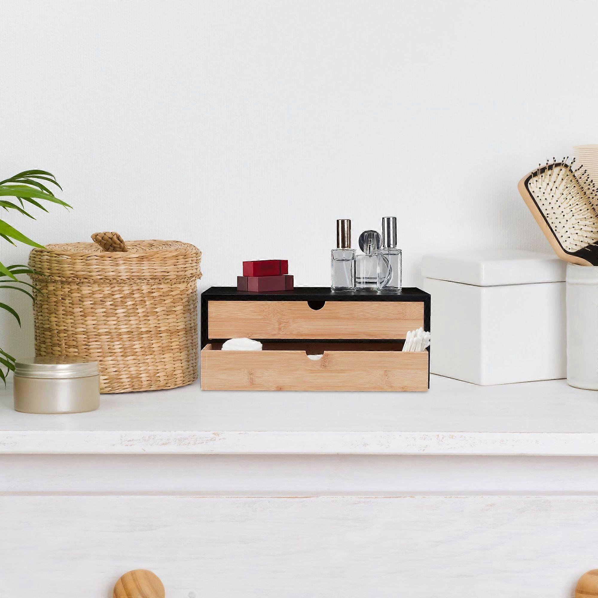 Drawer box in bamboo & MDF 2 compartments