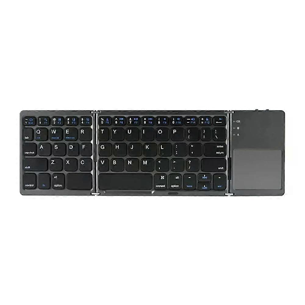 Three Bluetooth Keyboard with Touchpad Tri-fold Mini Rechargeable compatible PC Windows Android Mac