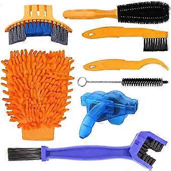 Oi-FRIS 8-Piece Cleaning Kit for MTB BMX Bikes with Brushes and Chain Cleaner Included