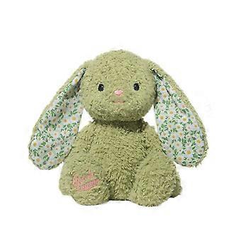 Green CurlyFur Bunny Doll With Floral Inner Ears For Cuddling & Gift