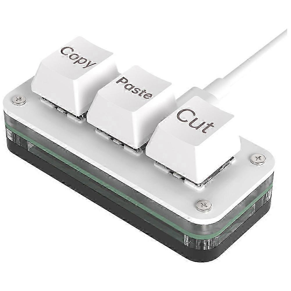 3 Keys Macro Programming Mini Keyboard compatible with Photoshop Gaming Hotswap Programming Keypad Copy Paste Macropad White Type A