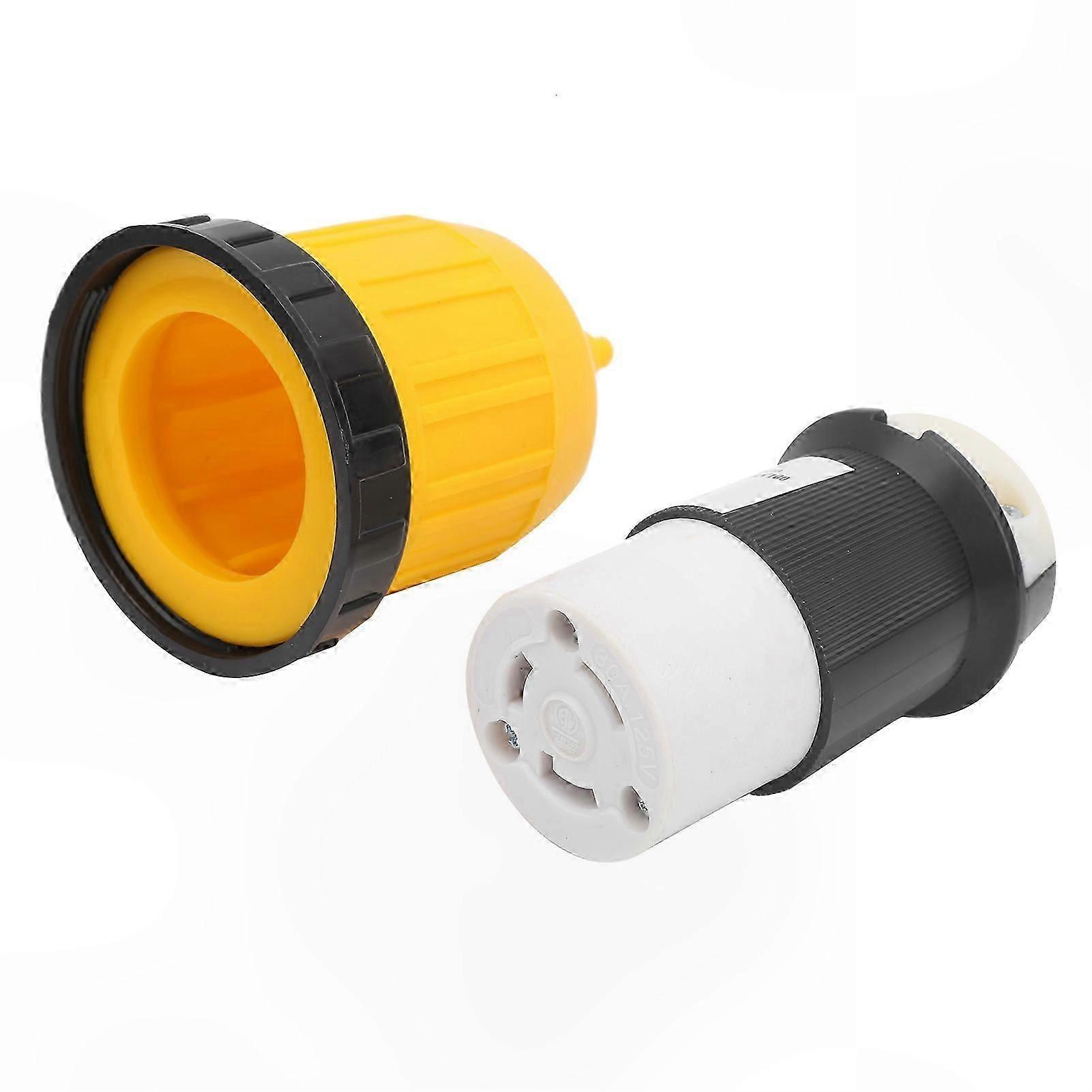 30A 125V RV Power Socket with Locking Plug and Cover Ring for Caravan Trailers