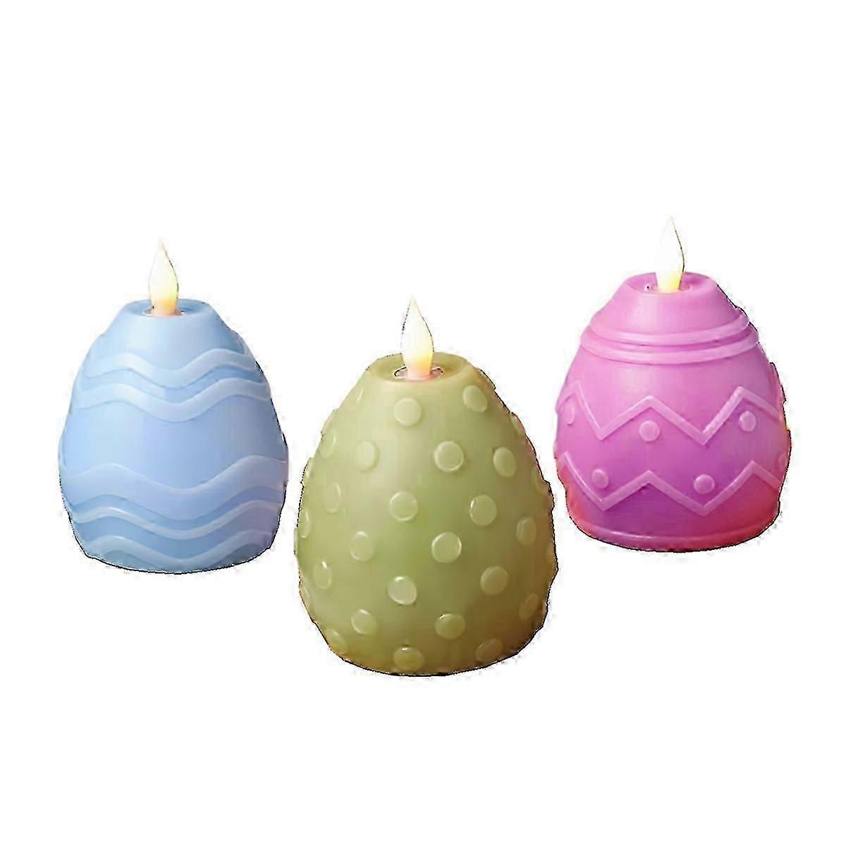 Three-Piece Easter Egg Flameless LED Candle Lights, Used as Easter Decoration