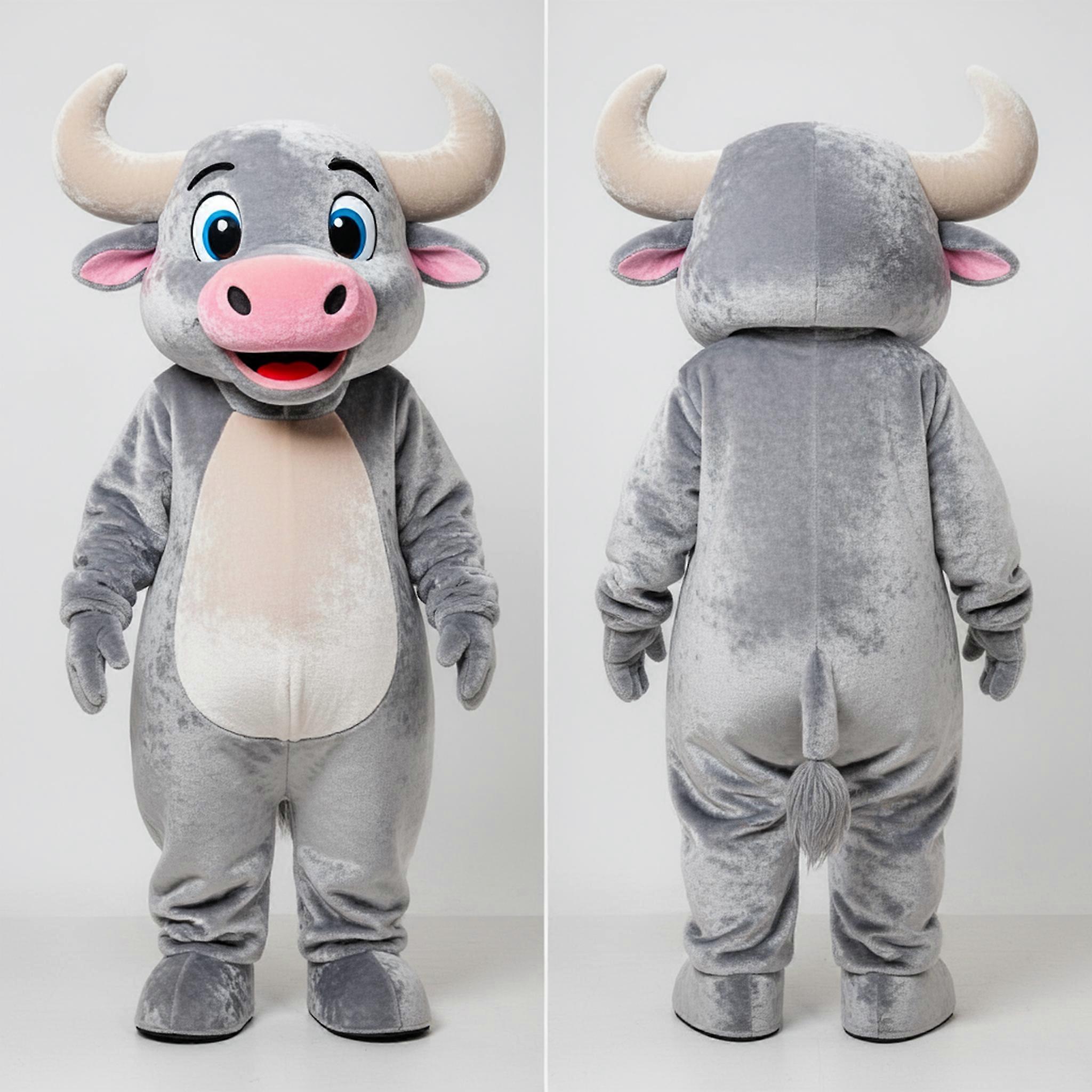 MASTICOT Silver Cartoon Buffalo Mascot