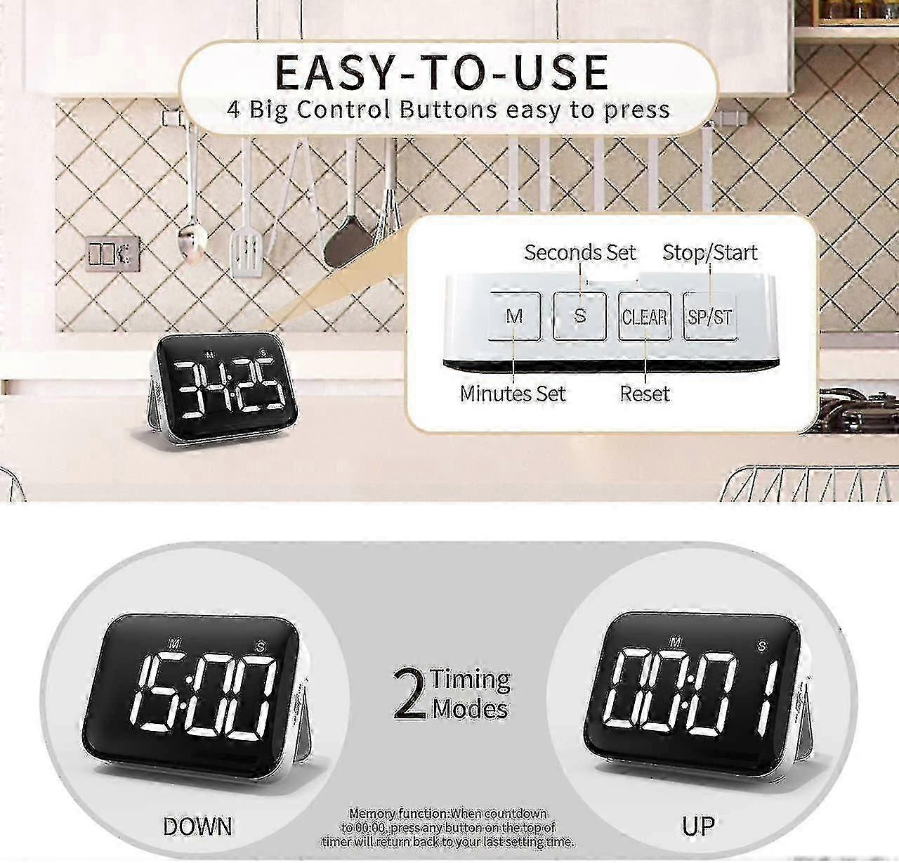 4 Inch Digital Kitchen Timer Large Led Display Magnetic Timer With Adjustable
