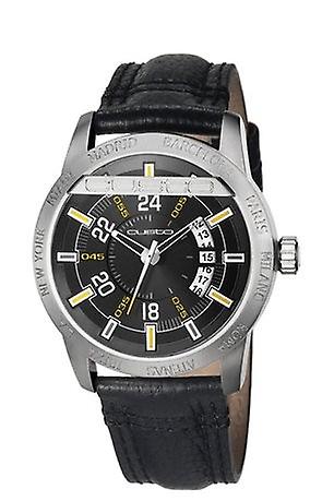 Custo on time world & wide quartz analog man watch with CU031502 Cowskin Bracelet