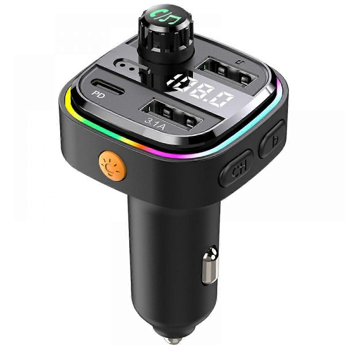 Bluetooth FM Transmitter Dual-Screen Voltmeter