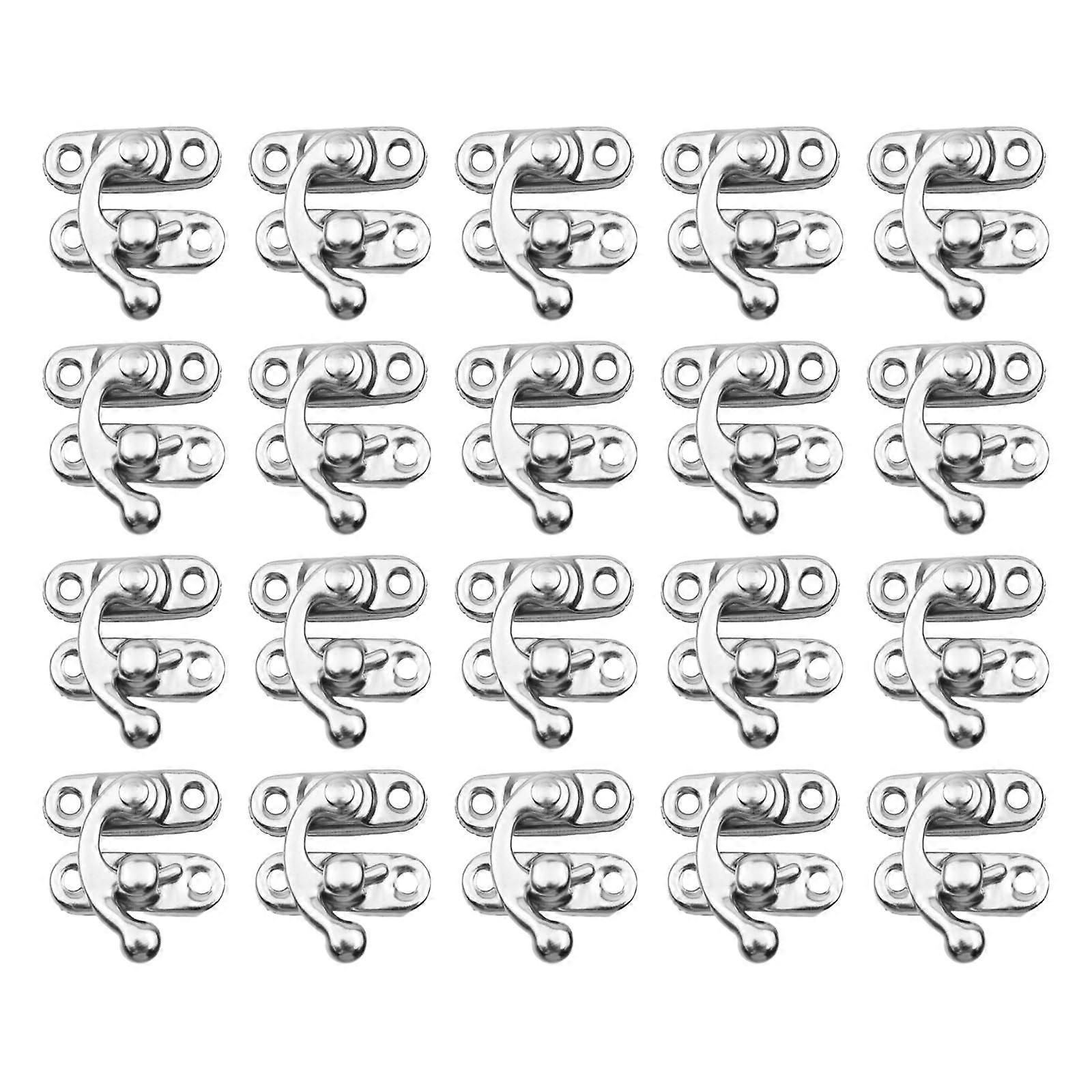 20Pcs Vintage Lock Latch Set Silver Mini Toggle Hasp Secure Durable Iron Build for Small Boxes