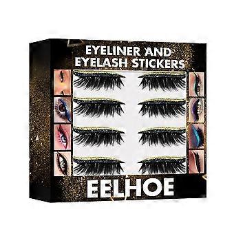 2pcs 3D Glitter Seven-Color Eyeliner False Eyelash Stickers, Self-adhesive No Glue Needed, Eyeliner Eye Shadow Stickers, Reusable