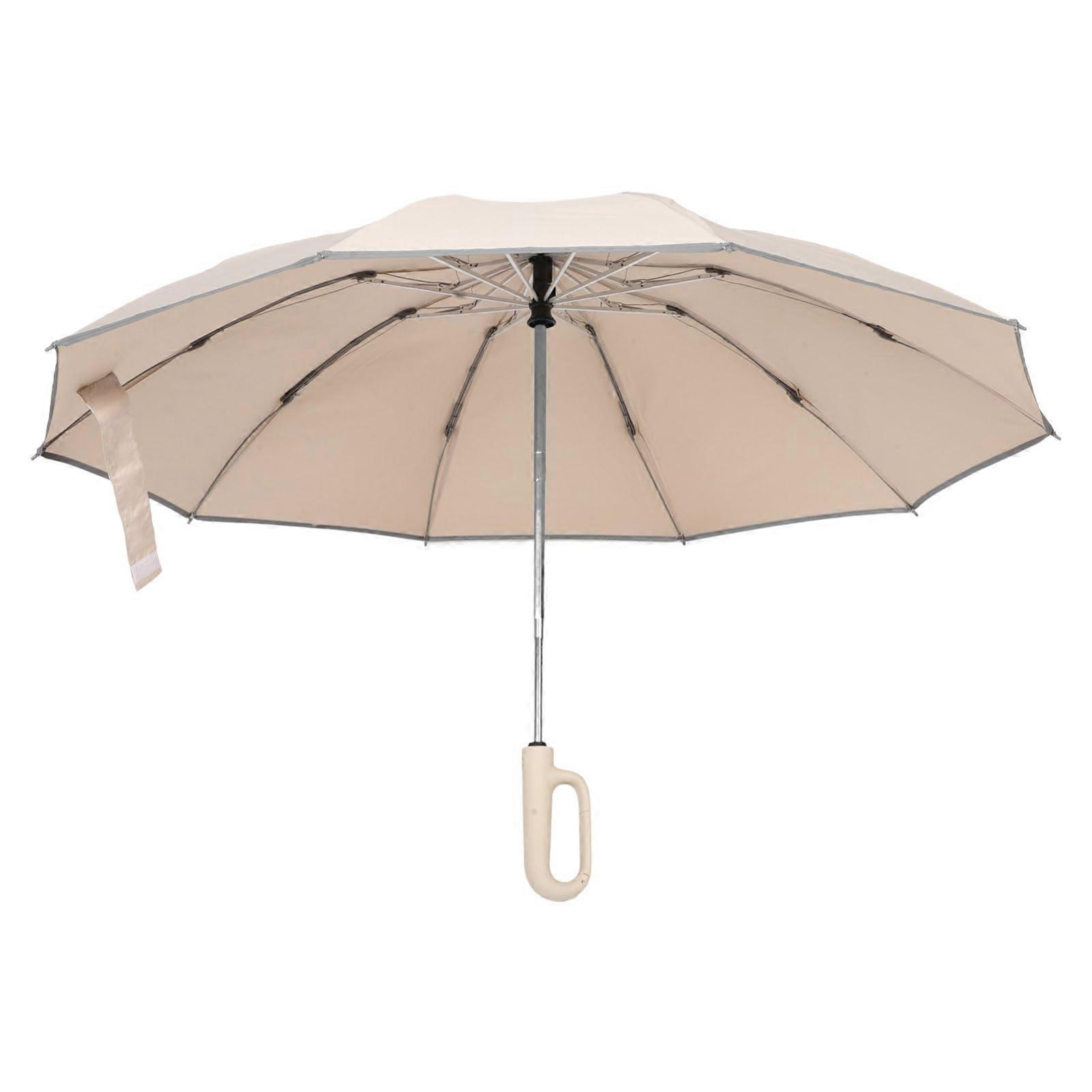 Compact Travel Umbrella Automatic OpenClose Windproof Reverse Fold with Reflective Strips UV Protection