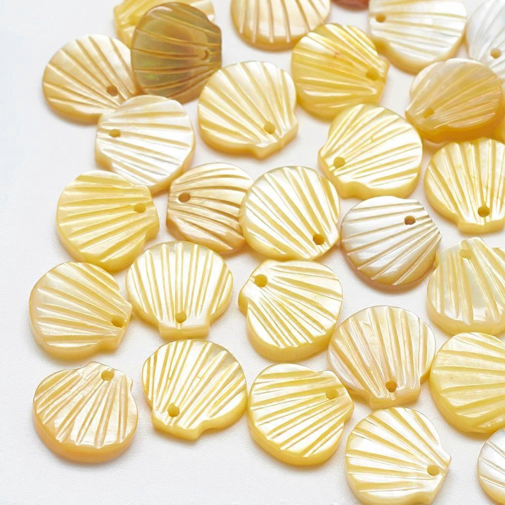 20pcs Yellow Shell  Shell 9.5~10.5x10~11x2~3mm Hole: 1mm