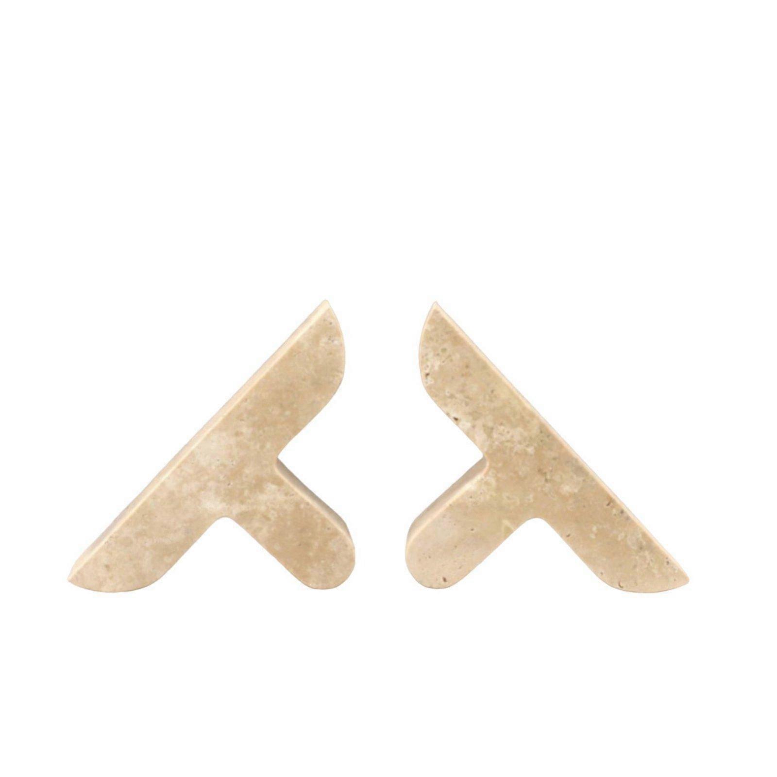 Herringbone Bookend Minimalist Travertine Bookend Unique Texture