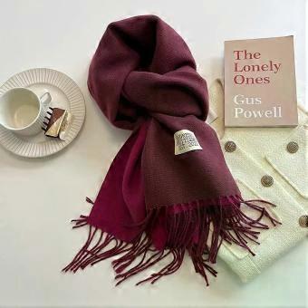 Women's luxury brand cashmere scarf, headscarf with pom-pom, shawl, cashmere shawl, small shawl - dark heather gray [XR]