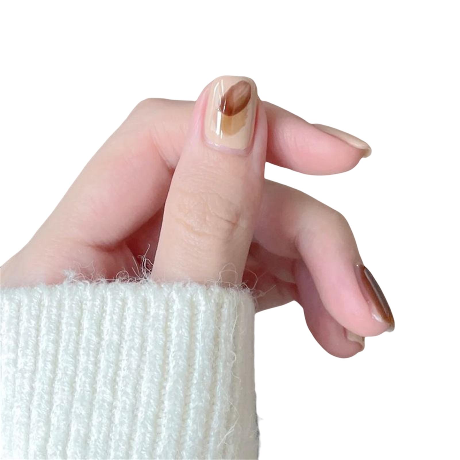 Brown Ballet Wearing Nails Unique Trendy Pattern Nail Pieces