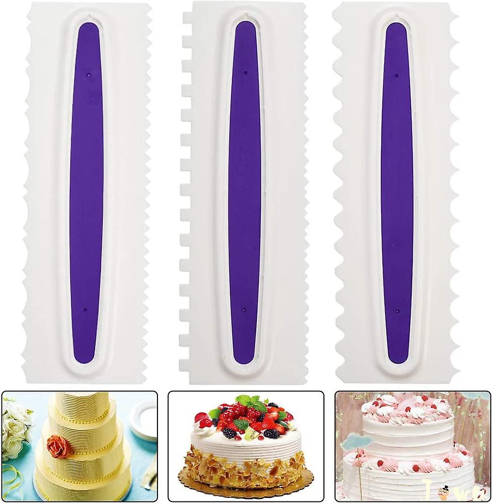 Heytea 3pcs Cake Icing Smoother, Cake Smoother Scraper Cream Spatulas Comb Scraper Decorating Edge Diy Cake Tool Icing Polisher For Mousse Butter Crea