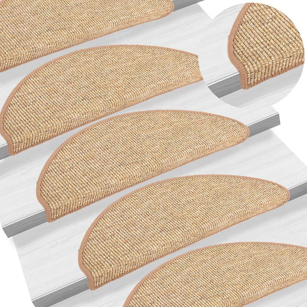 Step mats 15 pcs. 65x21x4 cm Light brown Half round Large