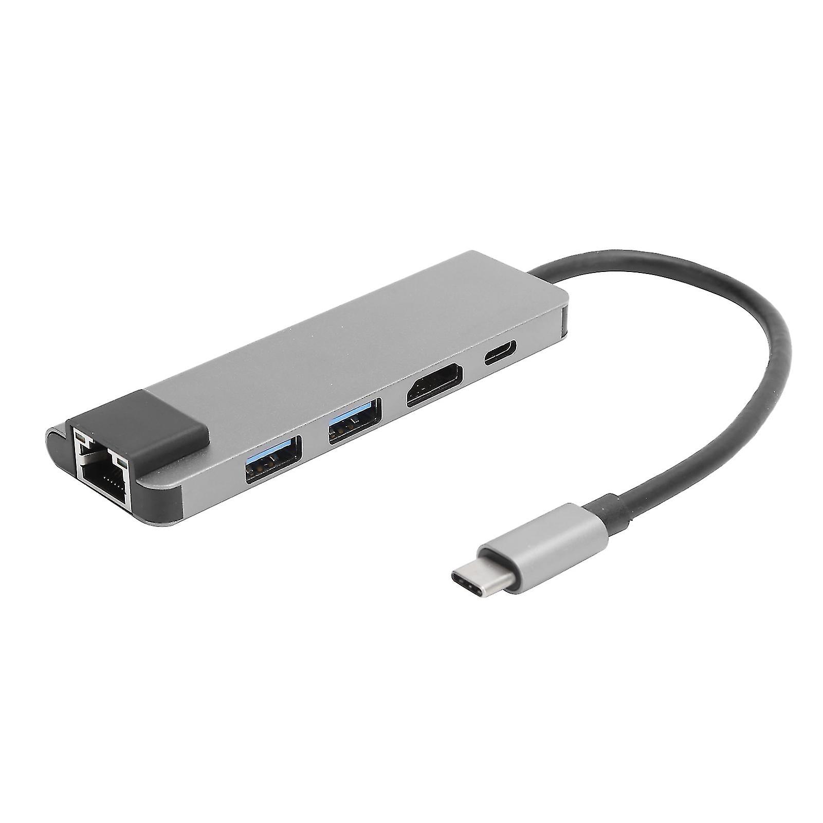 Z050 5 In 1 Hub Docking Station Hdmi 4k Typec To Pd/hdmi/rj45/usb3.0 Adapter Silver Gray