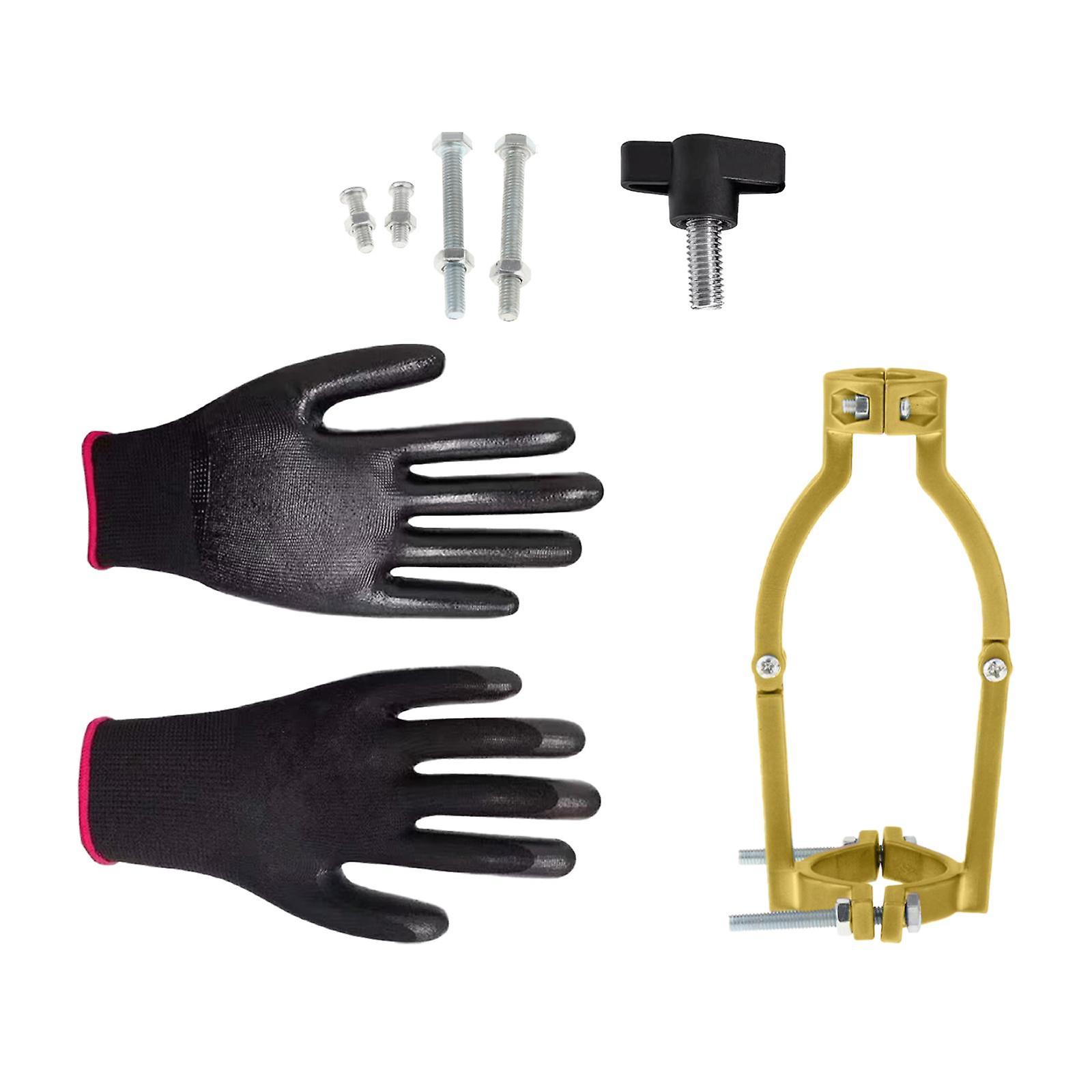 Square Hole Drill Fixed Bracket Set and Gloves for Drill Machine Style C