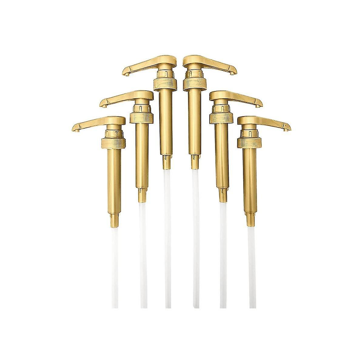 6-pack Gold Syrup Pump Kitchen Coffee Bar Tools Fits 750 Ml , Bottles (plastic)
