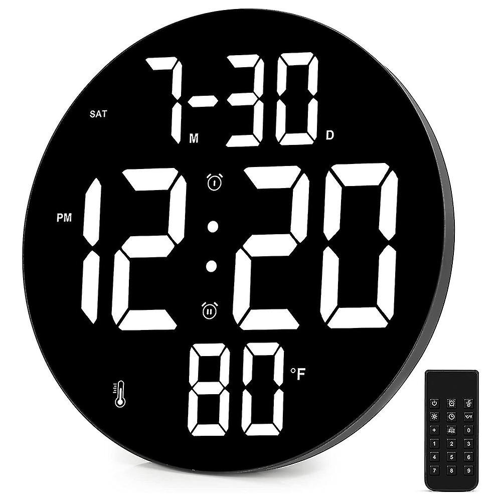 Orologio da parete digitale, display dell'orologio digitale a led da 9 pollici, con telecomando, data, temperatura interna, 12/2